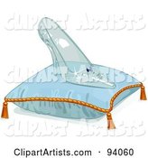 Glass Slipper on a Blue Pillow