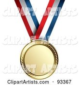 Gold Medal Award on a Red, White and Blue Ribbon