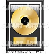 Gold Music Disc Framed with a Blank Label