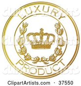 Golden Embossed Luxury Product Seal with a Crown and Laurel
