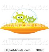 Golden Flying Saucer with Two Green Alien Creatures