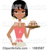 Gorgeous Black Woman Holding a Cake