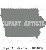 Gray Silhouetted Shape of the State of Iowa, United States