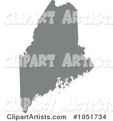 Gray Silhouetted Shape of the State of Maine, United States