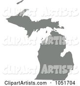 Gray Silhouetted Shape of the State of Michigan, United States