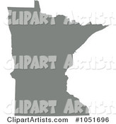 Gray Silhouetted Shape of the State of Minnesota, United States