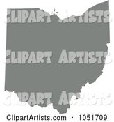 Gray Silhouetted Shape of the State of Ohio, United States