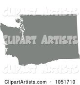 Gray Silhouetted Shape of the State of Washington, United States