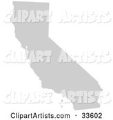 Gray State Silhouette of California, United States, on a White Background