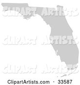 Gray State Silhouette of Florida, United States, on a White Background