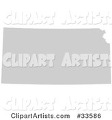 Gray State Silhouette of Kansas, United States, on a White Background