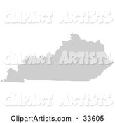 Gray State Silhouette of Kentucky, United States, on a White Background