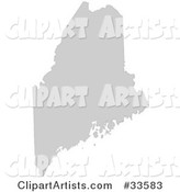 Gray State Silhouette of Maine, United States, on a White Background