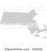 Gray State Silhouette of Massachusetts, United States, on a White Background