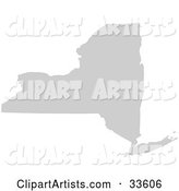 Gray State Silhouette of New York, United States, on a White Background