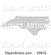 Gray State Silhouette of North Carolina, United States, on a White Background