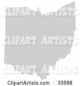 Gray State Silhouette of Ohio, United States, on a White Background