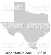 Gray State Silhouette of Texas, United States, on a White Background