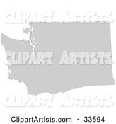 Gray State Silhouette of Washington, United States, on a White Background