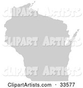 Gray State Silhouette of Wisconsin, United States, on a White Background