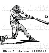 Grayscale Baseball Player Swinging