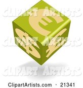 Green Currency Cube Showing Euro, Pound and Dollar Symbols