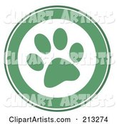 Green Dog Paw Print