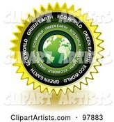 Green Eco Earth Sticker Seal Icon