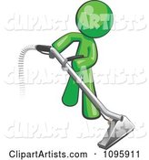 Green Man Using a Carpet Cleaner Wand