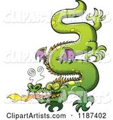 Green Serpent like Dragon Breathing Fire