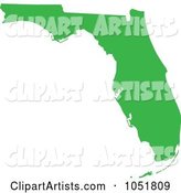 Green Silhouetted Shape of the State of Florida, United States