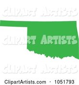 Green Silhouetted Shape of the State of Oklahoma, United States