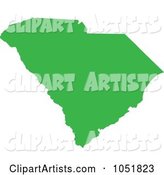 Green Silhouetted Shape of the State of South Carolina, United States