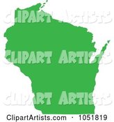 Green Silhouetted Shape of the State of Wisconsin, United States