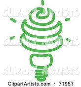 Green Spiral Electric Light Bulb
