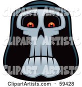 Grim Reaper Face with Glowing Eyes
