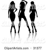 Group of Three Sexy Silhouetted Ladies in Different Poses