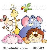 Group of Zoo Animals over a Sign 1