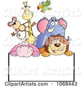 Group of Zoo Animals over a Sign 2