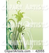 Grunge Green Flower Background
