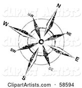 Grungy Black and White Compass Rose