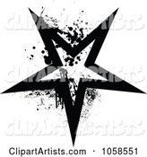Grungy Black and White Star Logo - 3