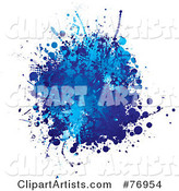 Grungy Blue Ink Splatter on White