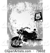 Grungy Gray Route 66 Background with a Motorcycle