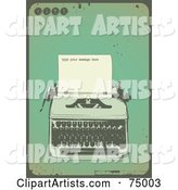 Grungy Green Antique Typewriter Background with Sample Text