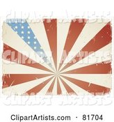 Grungy Retro Antique American Flag Burst Background