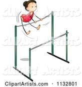 Gymnastics Girl on the Uneven Bars