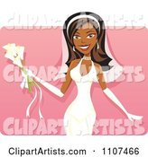 Happy Black Bride with Calla Lilies over Pink