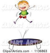 Happy Boy Jumping on a Trampoline