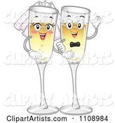 Happy Champagne Glass Bride and Groom